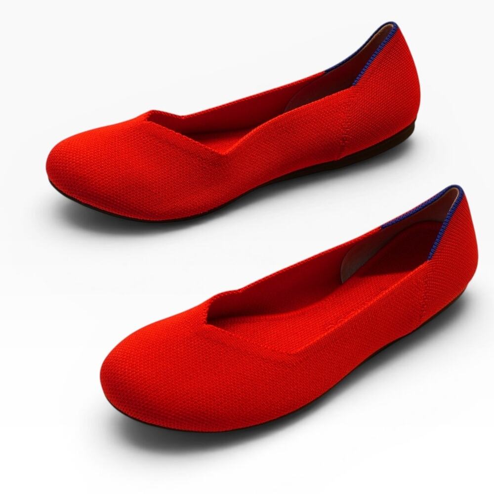 Rothy's Women's 6 Daily Flats Round Toe Bright Red Ballet Shoes NEW